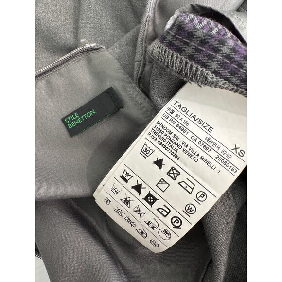 Stile Benetton Grey & Plaid Sheath Dress XS Light Academia Italian Design - Picture 4 of 4